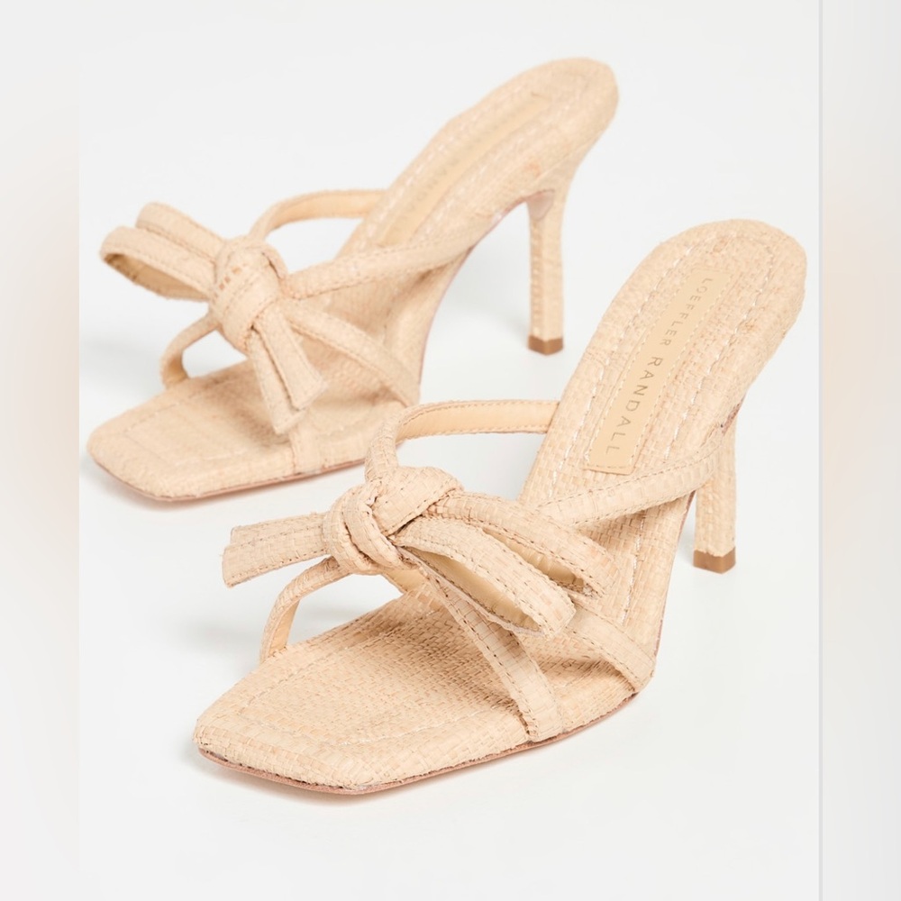 Loeffler Randall Margi Raffia Bow Heeled Sandals size 8.5
